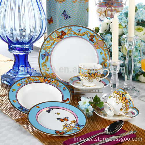10.5 Inches Fine Bone China Luxury White Embossed Dinner Plate of Song of Joy